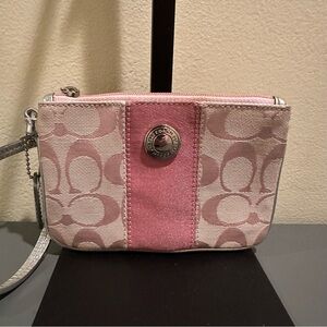 Coach Y2K Signature C Pink and Cream Wristlet